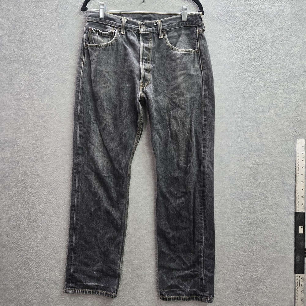 Levi's 501 Men Jeans 33X32 Gray Denim Original Fit Straight Leg